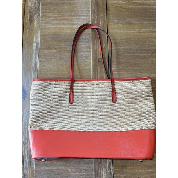 Izzy & Ali Handbags - IZZY AND ALI Orange CHIC STRAW Large Tote PURSE Handbag